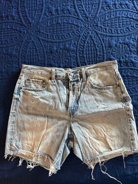 pistola Light Blue Distressed Denim Cutoff Shorts